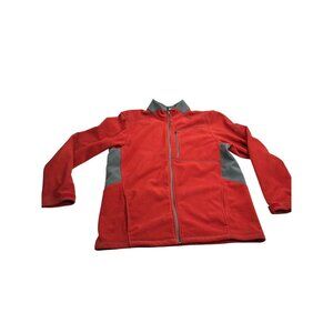 Columbia Mens Red & Gray Full-Zip Fleece Jacket Size L Polyester